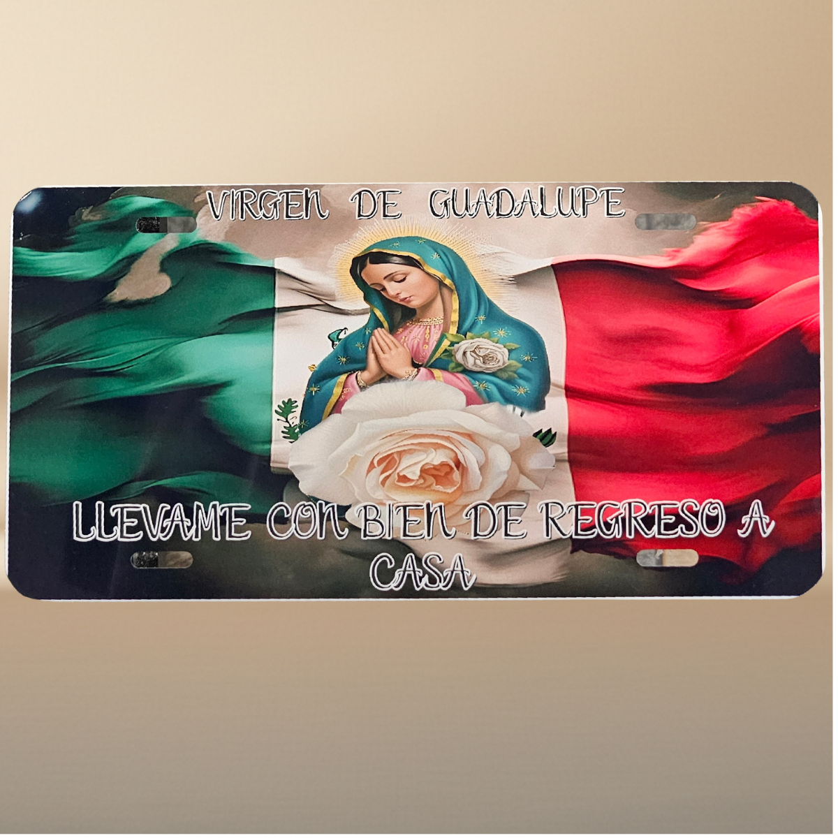 Virgen de Guadalupe Aluminum Sign 12x6" | Take Me Home Safely