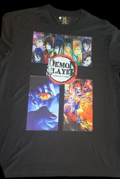 Demon Slayer Black T-Shirt - 4 Epic Character Panels Design