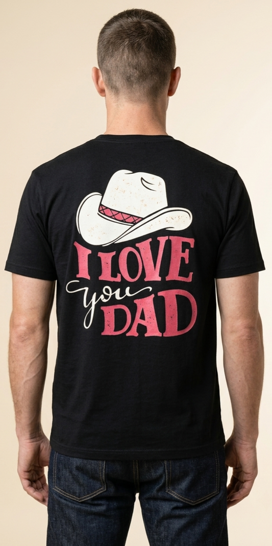 I Love You Dad Cowboy Hat Black T-Shirt | Father's Day Limited Edition