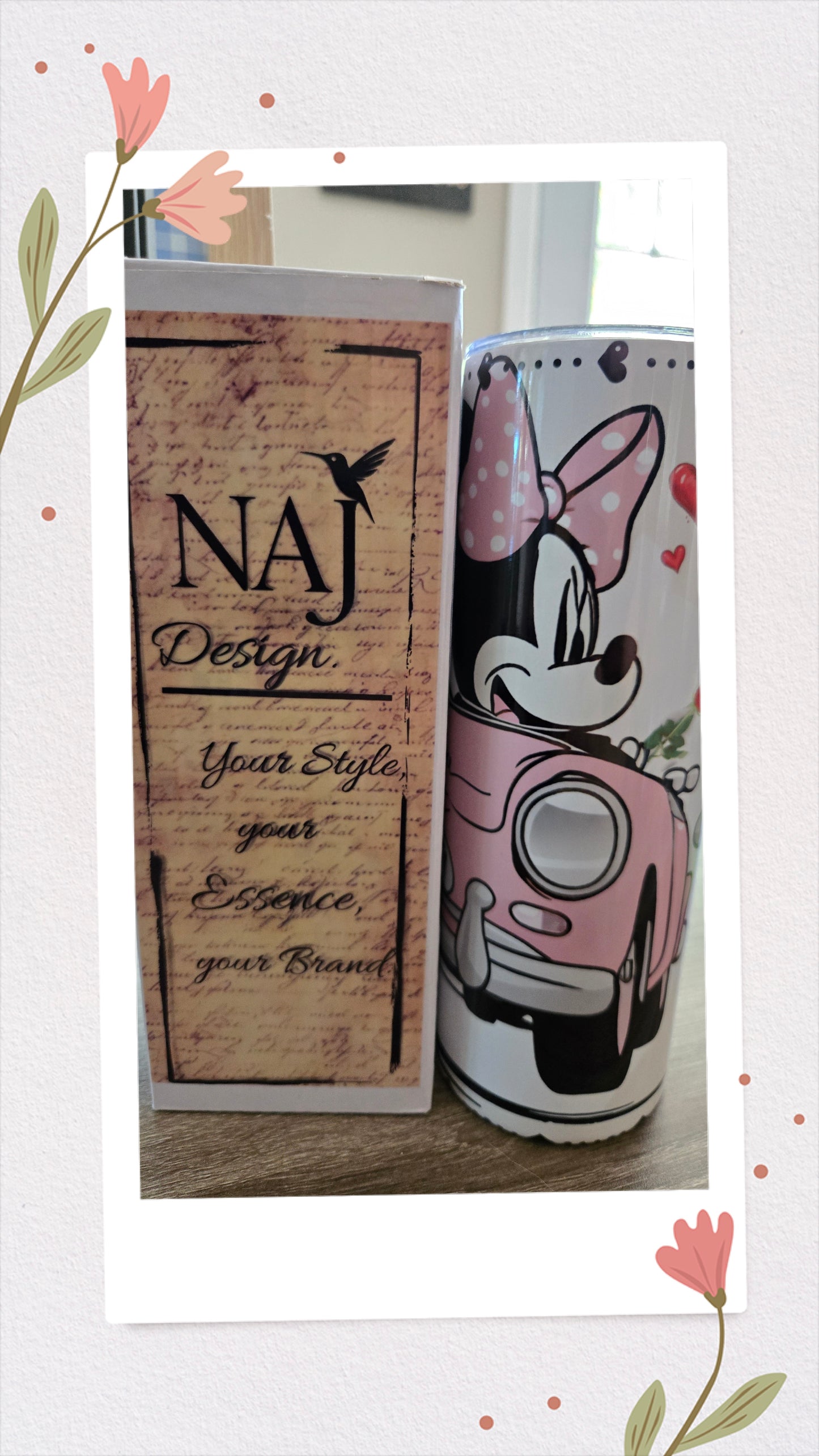 Mickey & Minnie Mouse 20oz Tumbler - White with Pink & Red Hearts