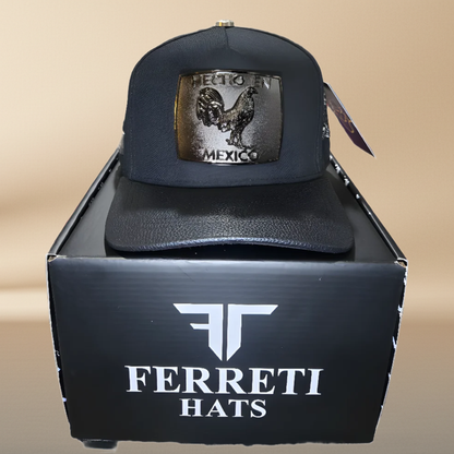 Ferreti Hats Original Mexican Rooster Cap with Silver Plate - Hecho en Mexico
