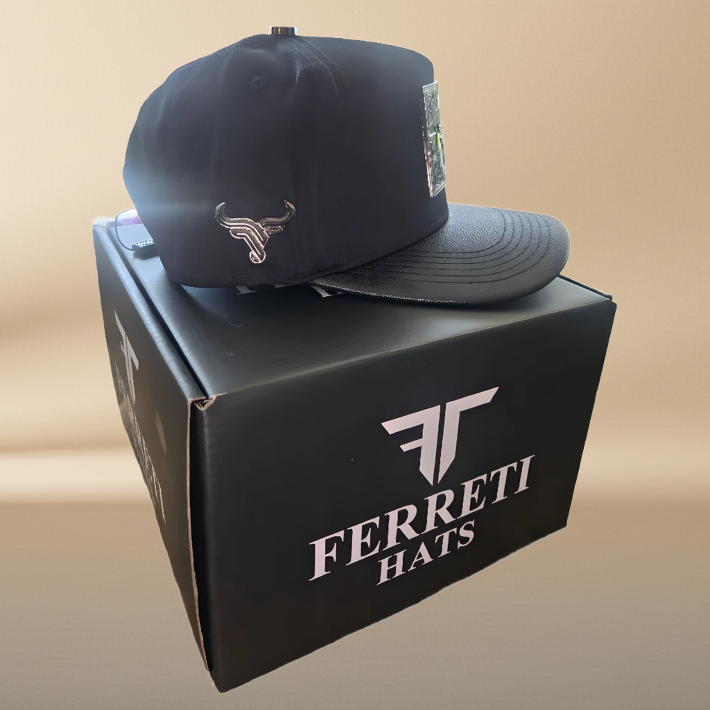 Black Bull Horn Cap - Ferreti Hats Premium Silver Plate