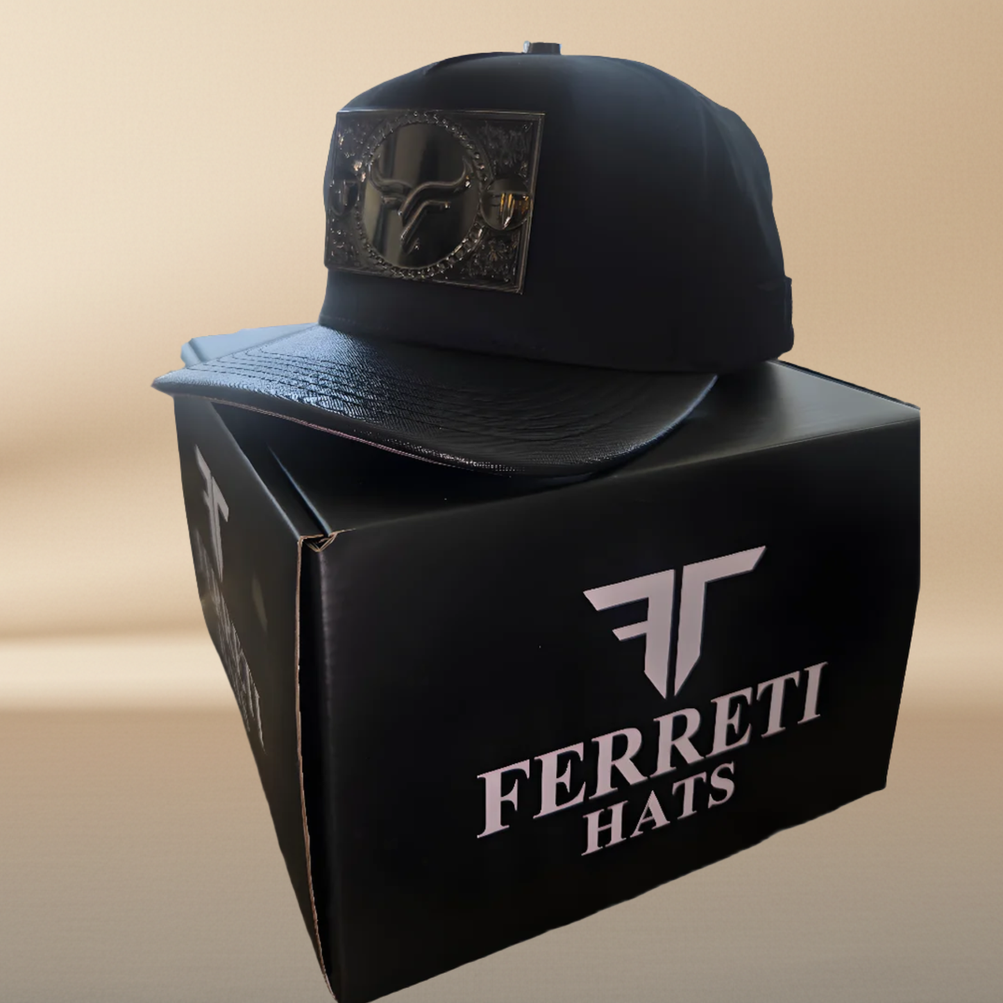 Black Bull Horn Cap - Ferreti Hats Premium Silver Plate