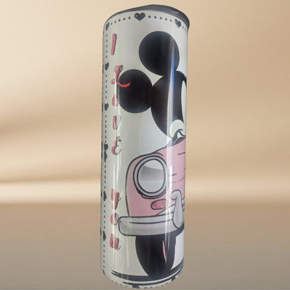 Mickey & Minnie Mouse 20oz Tumbler - White with Pink & Red Hearts
