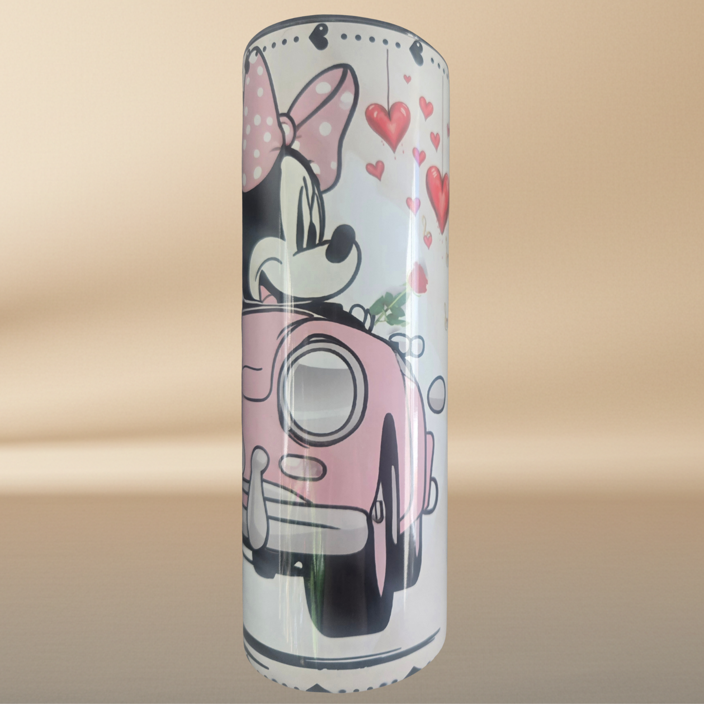 Mickey & Minnie Mouse 20oz Tumbler - White with Pink & Red Hearts