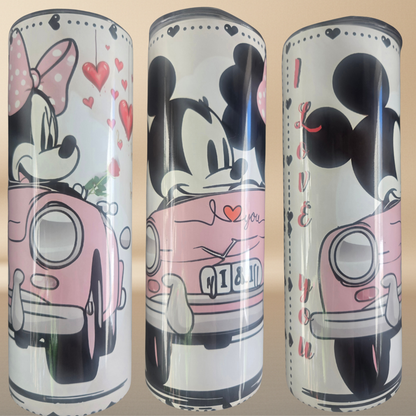 Mickey & Minnie Mouse 20oz Tumbler - White with Pink & Red Hearts