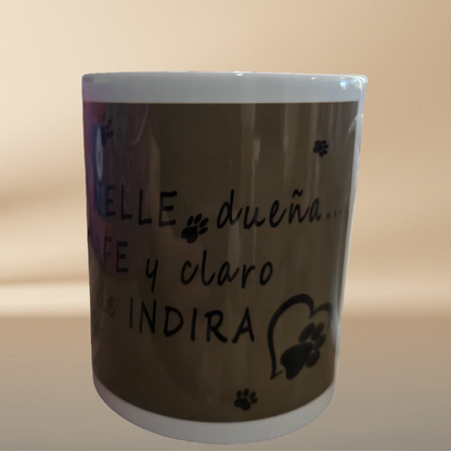 Personalized Cat Mug with Roses & Butterflies - INDIRA Design