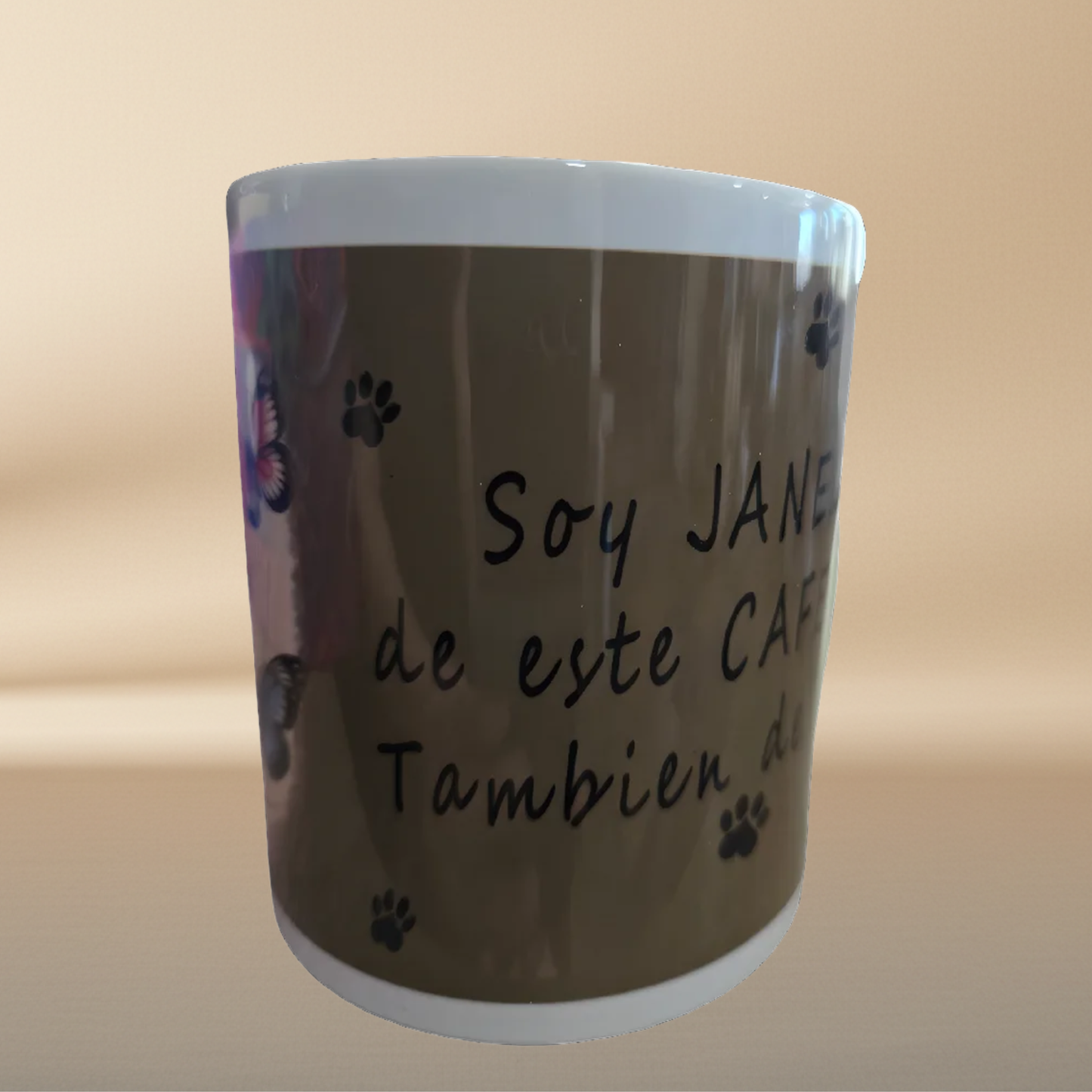 Personalized Cat Mug with Roses & Butterflies - INDIRA Design