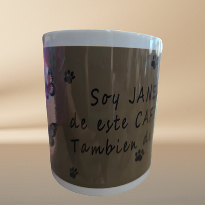 Personalized Cat Mug with Roses & Butterflies - INDIRA Design