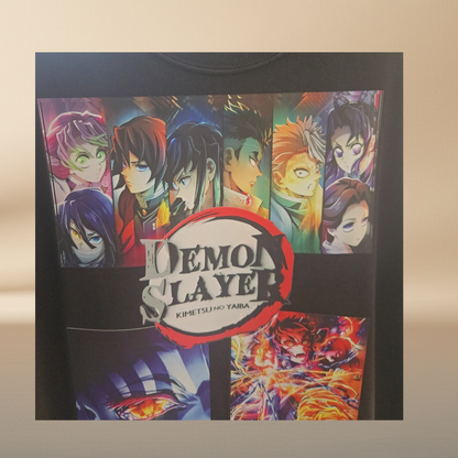 Demon Slayer Black T-Shirt - 4 Epic Character Panels Design
