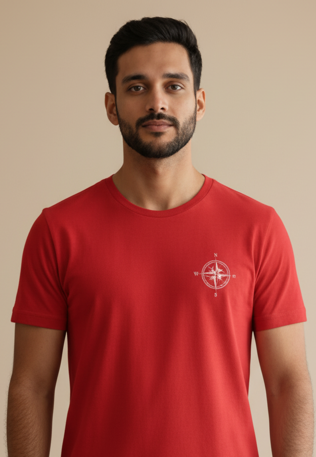 Red Unisex T-Shirt with White Textile Vinyl Design