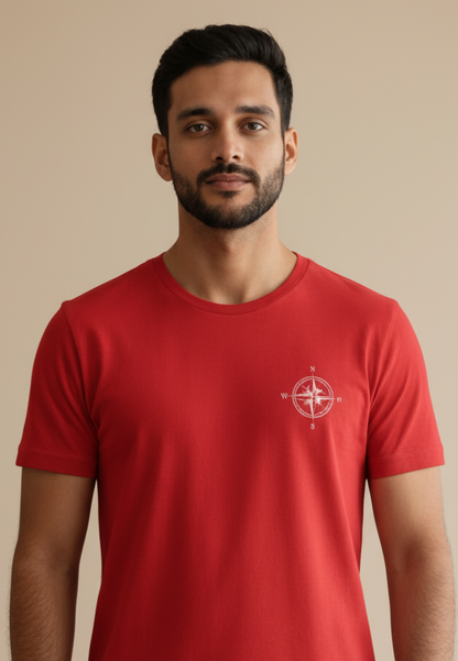 Red Unisex T-Shirt with White Textile Vinyl Design