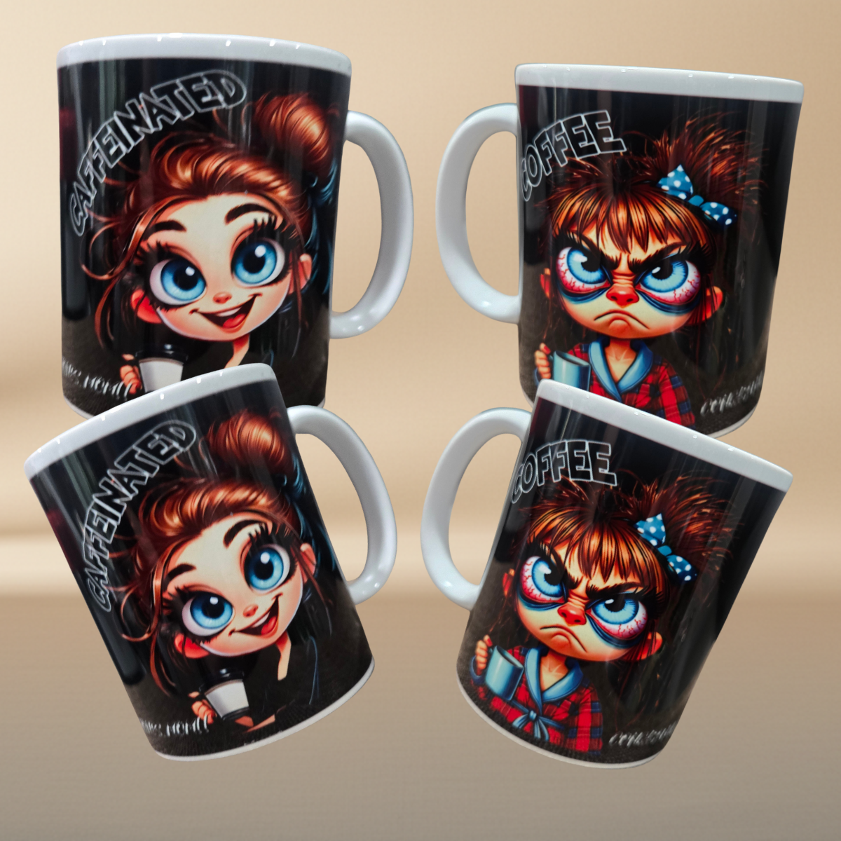 Coffee Mood Mug – Caffeinated & Coffee | 11 oz Ceramic Mug