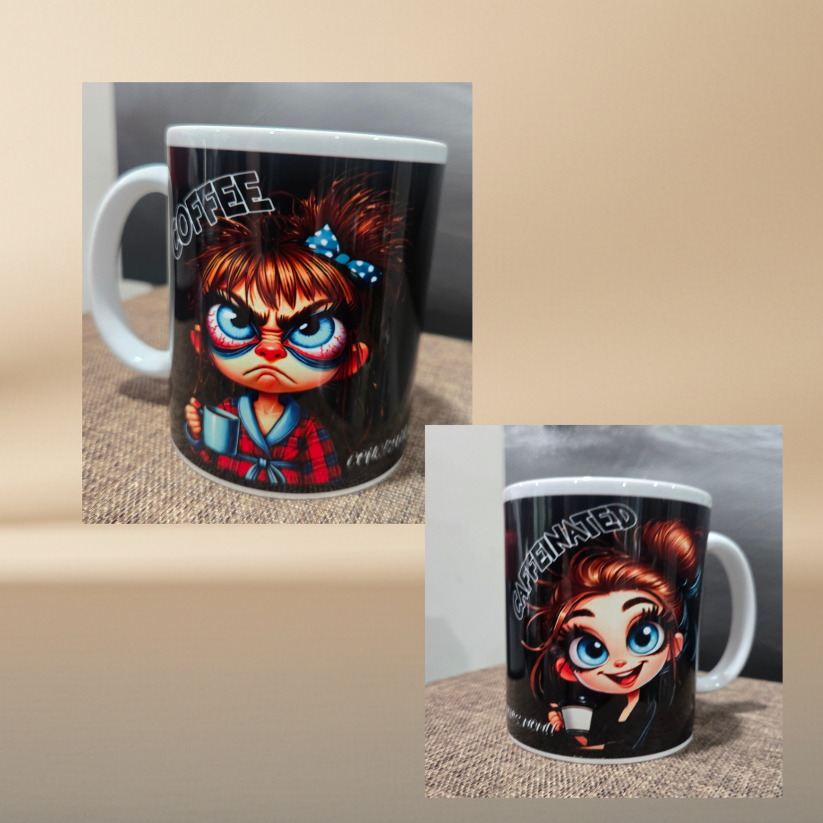 Coffee Mood Mug – Caffeinated & Coffee | 11 oz Ceramic Mug