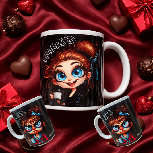 Coffee Mood Mug – Caffeinated & Coffee | 11 oz Ceramic Mug