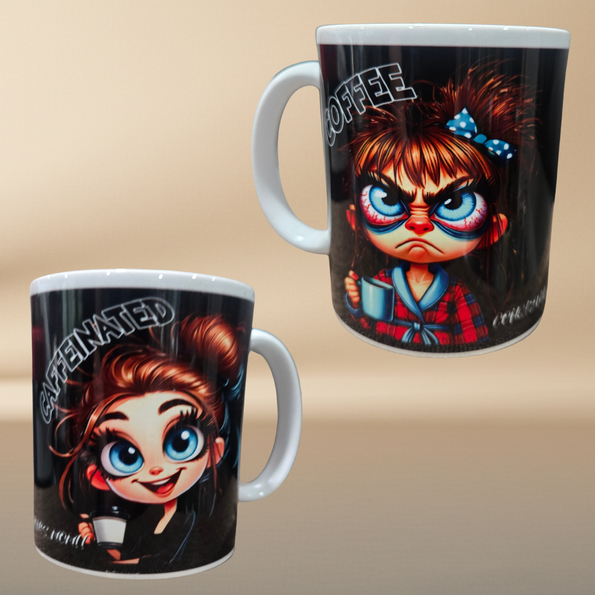 Coffee Mood Mug – Caffeinated & Coffee | 11 oz Ceramic Mug