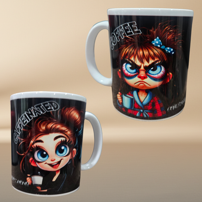Coffee Mood Mug – Caffeinated & Coffee | 11 oz Ceramic Mug