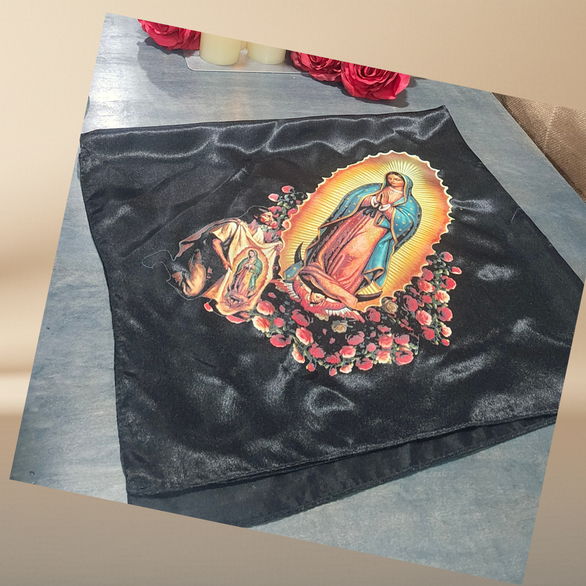 Guadalupe Halftone Satin Shawl – Black | Women's Wrap