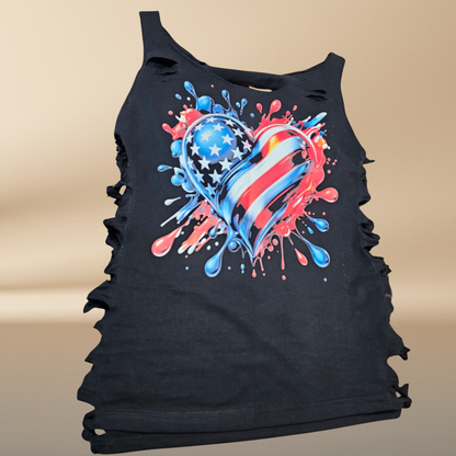 Playera Negra — Corazón USA Halftone | Cortes Artesanales