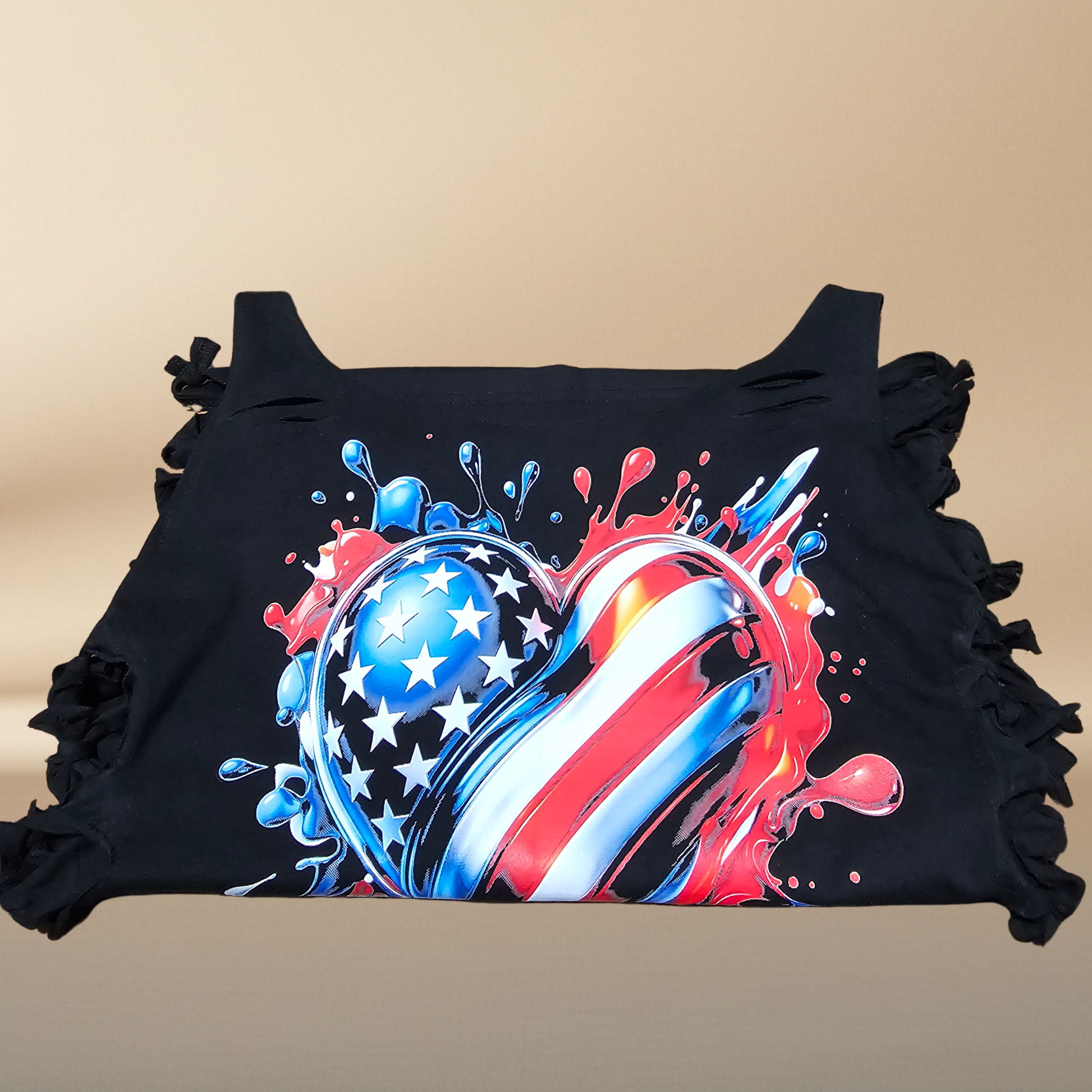 Playera negra corazón USA halftone - vista adicional
