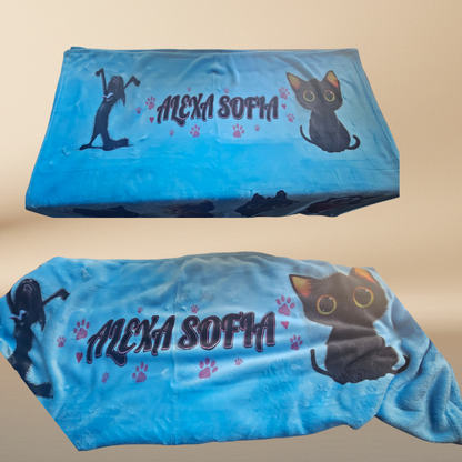 Cobija de gatitos - detalle de borde con gatitos