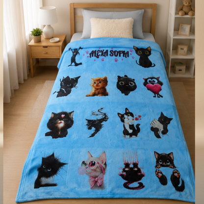 Personalized Kitten Blanket | Twin Size | Custom Name