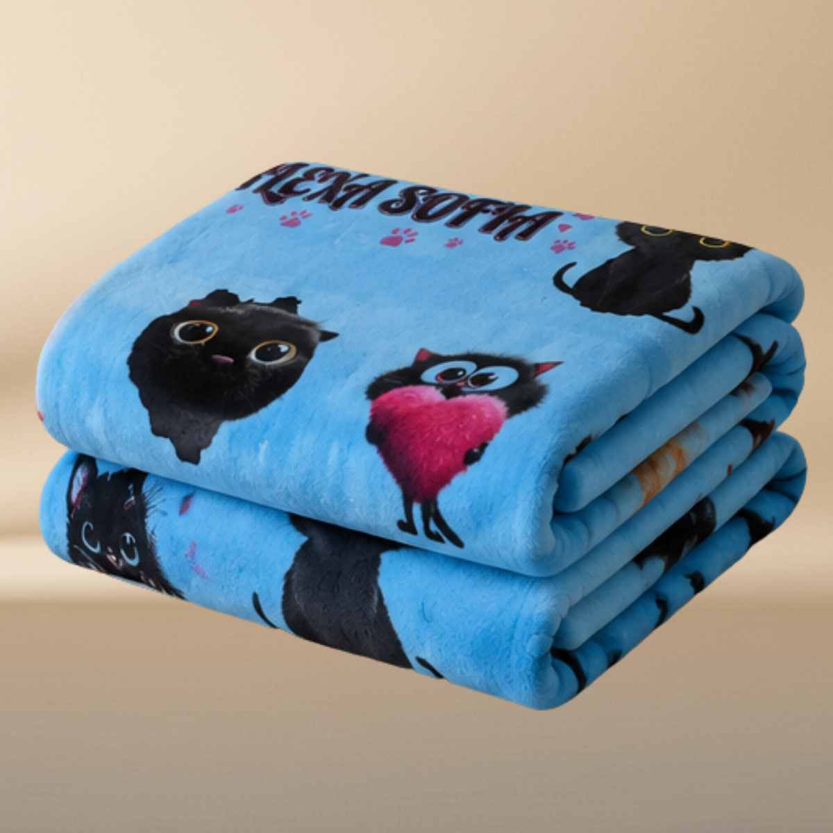 Personalized Kitten Blanket | Twin Size | Custom Name