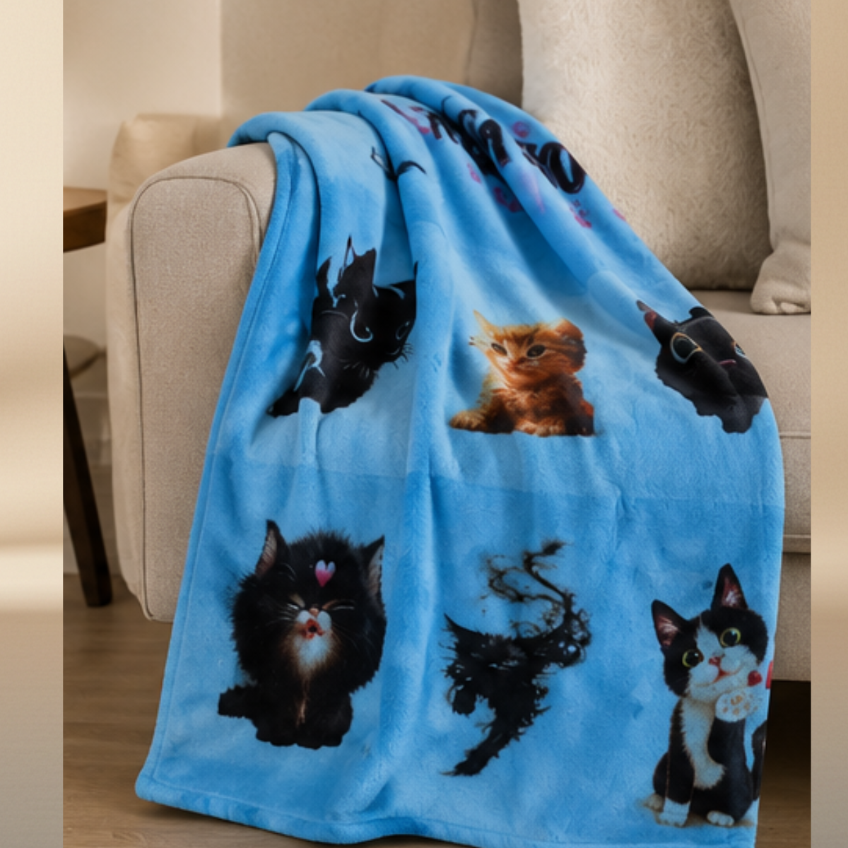 Personalized Kitten Blanket | Twin Size | Custom Name