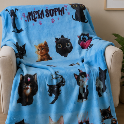 Personalized Kitten Blanket | Twin Size | Custom Name