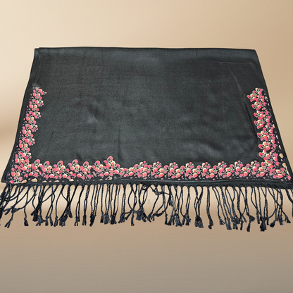 Our Lady of Guadalupe Black Rebozo Shawl – DTF Halftone Print