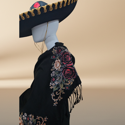 Our Lady of Perpetual Help Black Rebozo Shawl – DTF Halftone Print