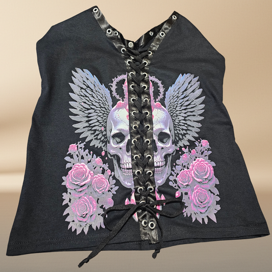 MIDNIGHT ROSE-Reworked Lace -Up Tpo