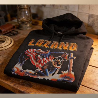 Cowboy Prayer Cotton Hoodie – Custom Halftone Art