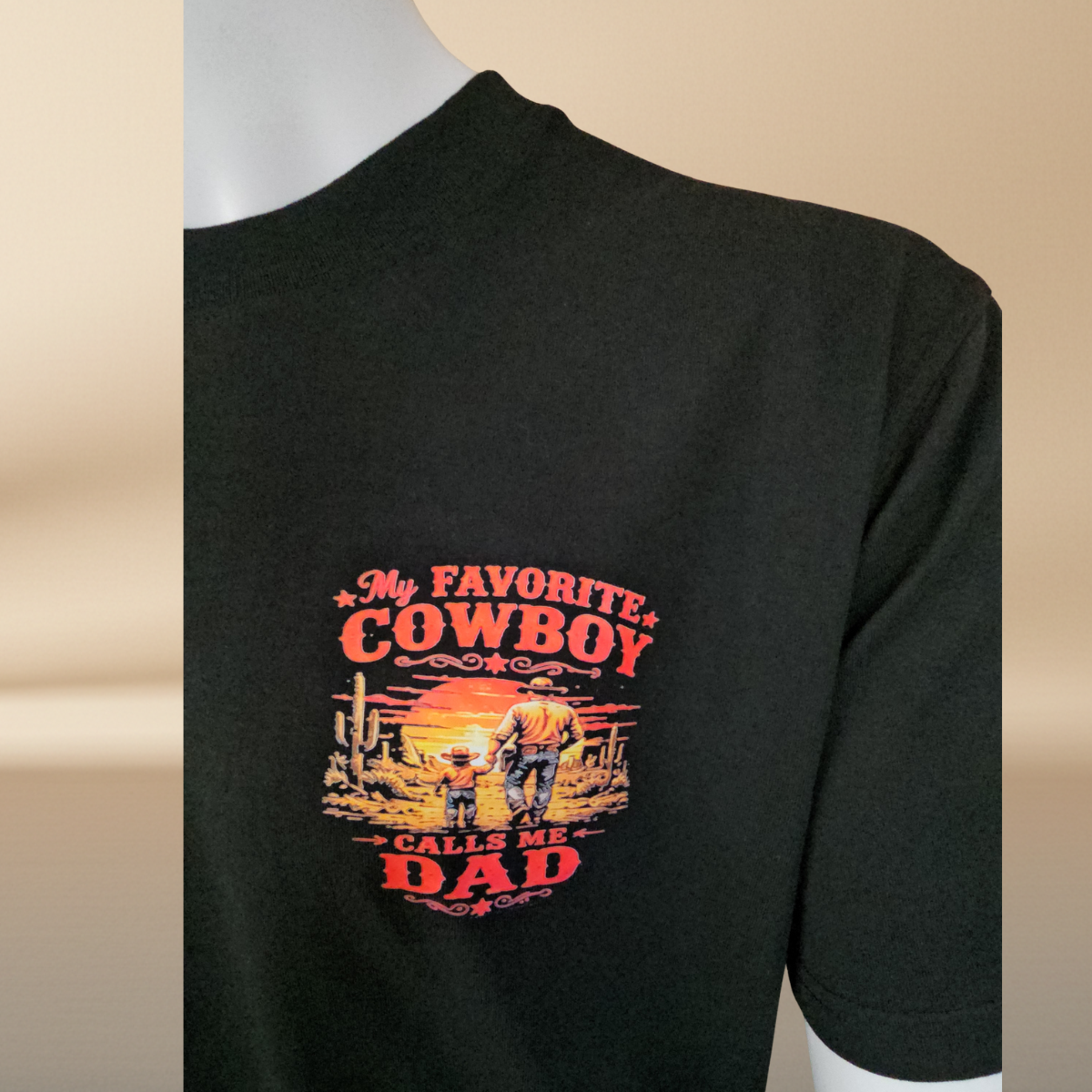 My Favorite Cowboy Calls Me Dad Black T-Shirt | Father's Day Limited Edition