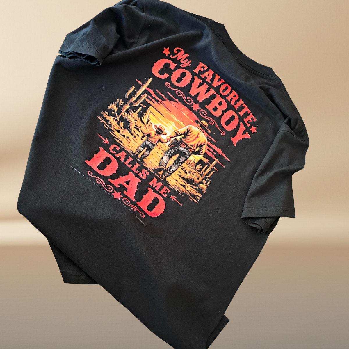 My Favorite Cowboy Calls Me Dad Black T-Shirt | Father's Day Limited Edition