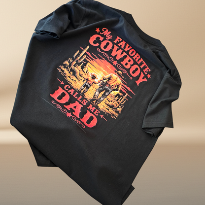 My Favorite Cowboy Calls Me Dad Black T-Shirt | Father's Day Limited Edition