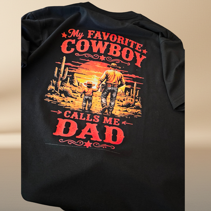 My Favorite Cowboy Calls Me Dad Black T-Shirt | Father's Day Limited Edition