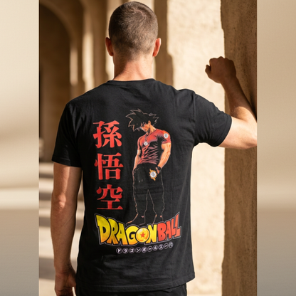 Anime Warrior Halftone T-Shirt — Black