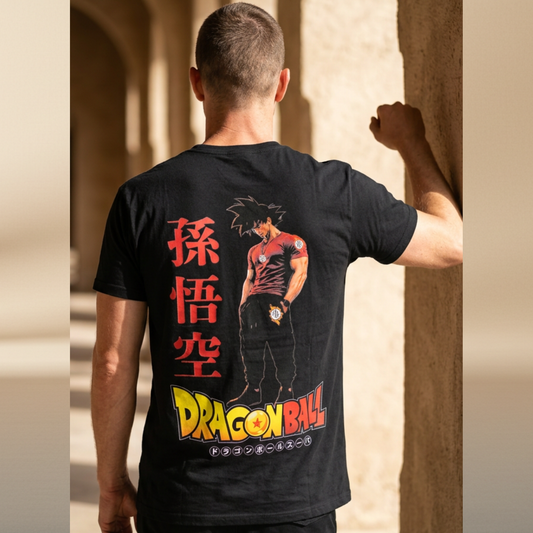 Anime Warrior Halftone T-Shirt — Black