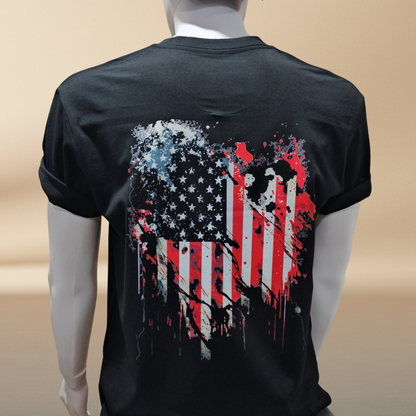 USA Flag Halftone T-Shirt — Black