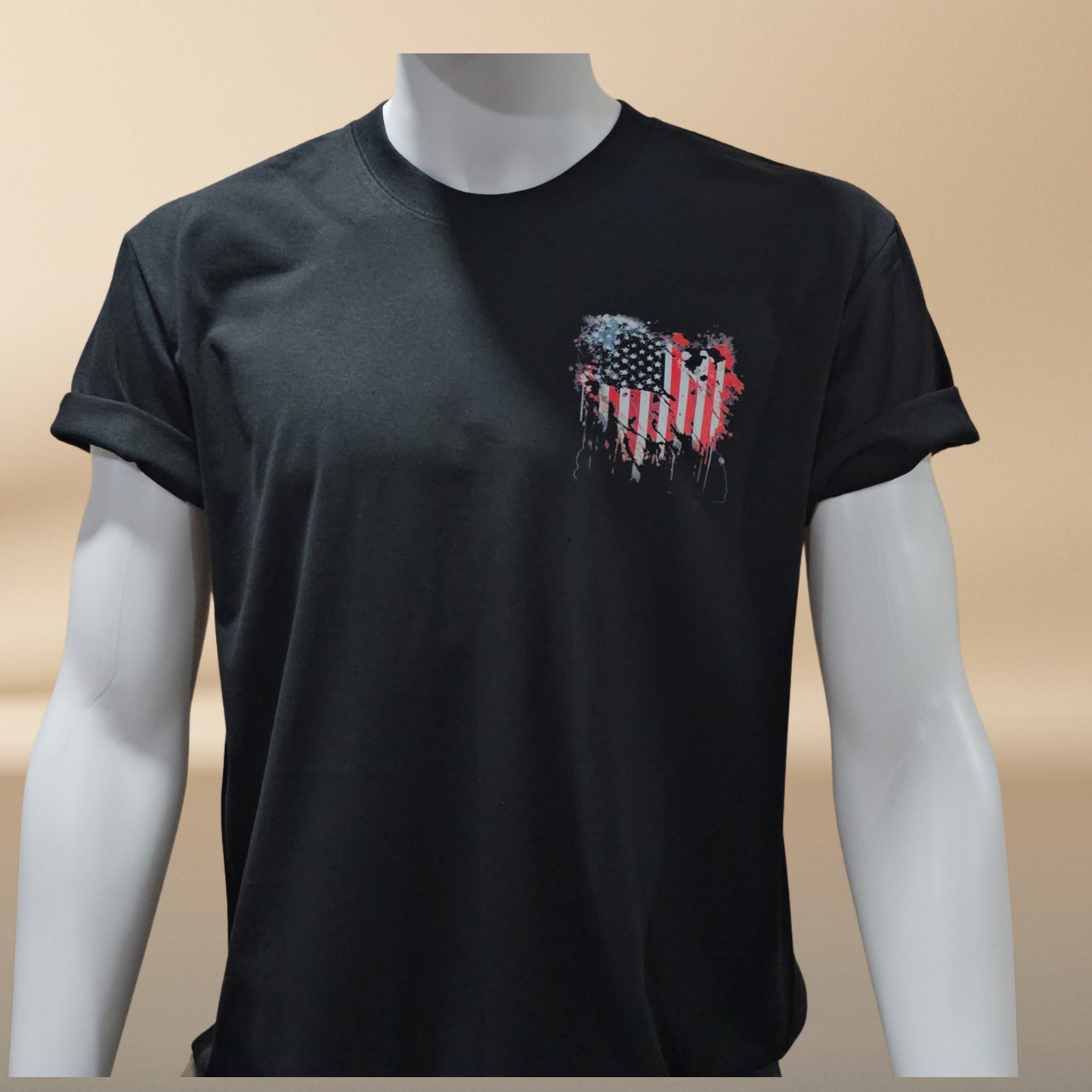 USA Flag Halftone T-Shirt — Black