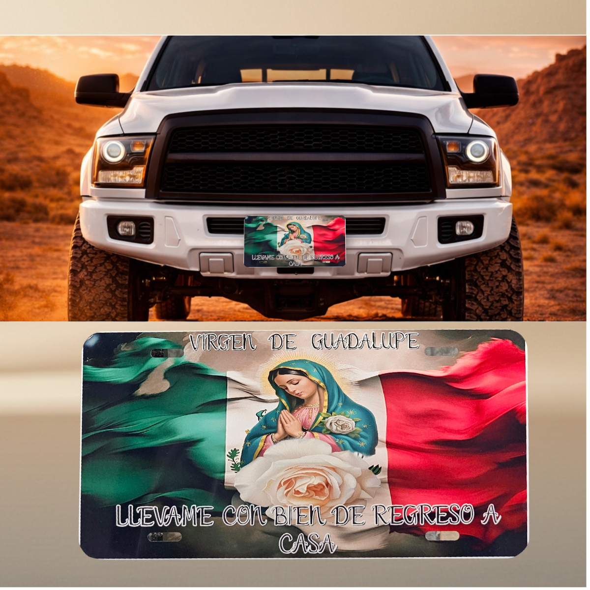 Virgen de Guadalupe Aluminum Sign 12x6" | Take Me Home Safely
