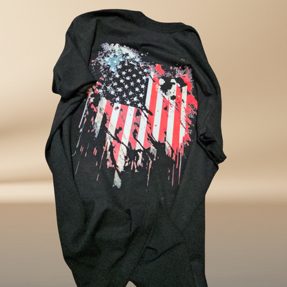 USA Flag Halftone T-Shirt — Black