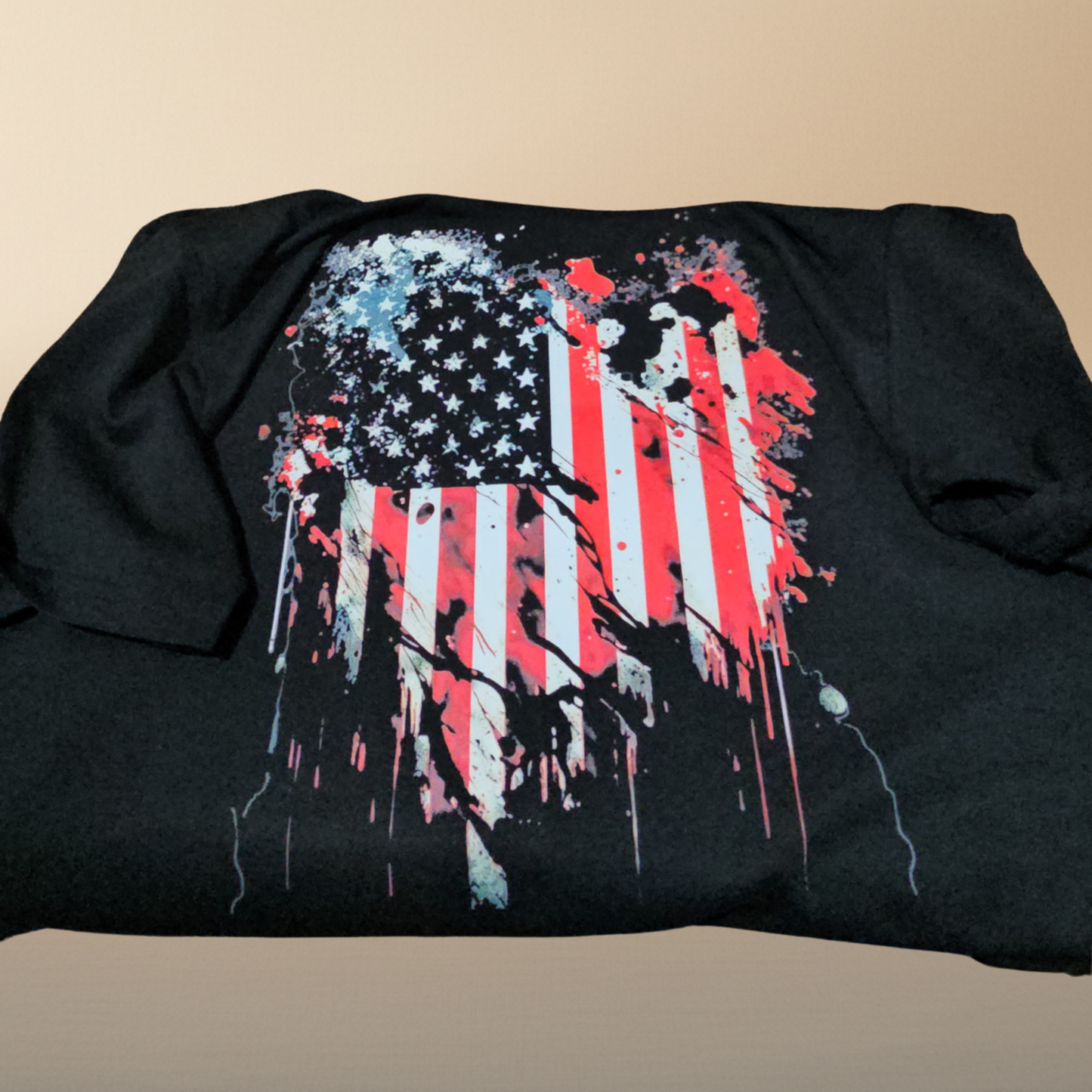 USA Flag Halftone T-Shirt — Black