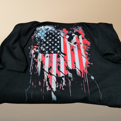 USA Flag Halftone T-Shirt — Black