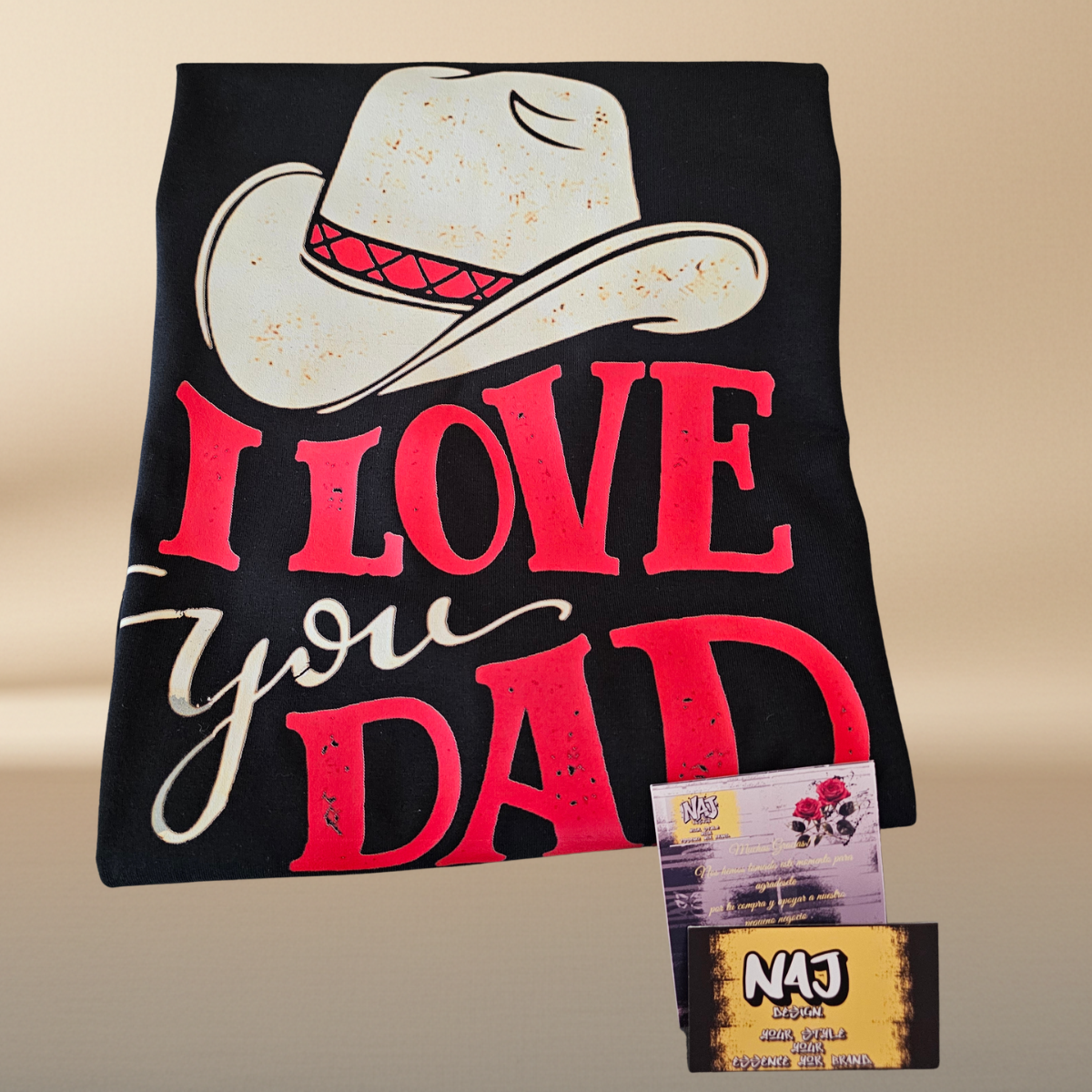 I Love You Dad Cowboy Hat Black T-Shirt | Father's Day Limited Edition