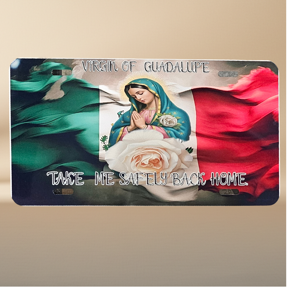Virgen de Guadalupe Aluminum Sign 12x6" | Take Me Home Safely