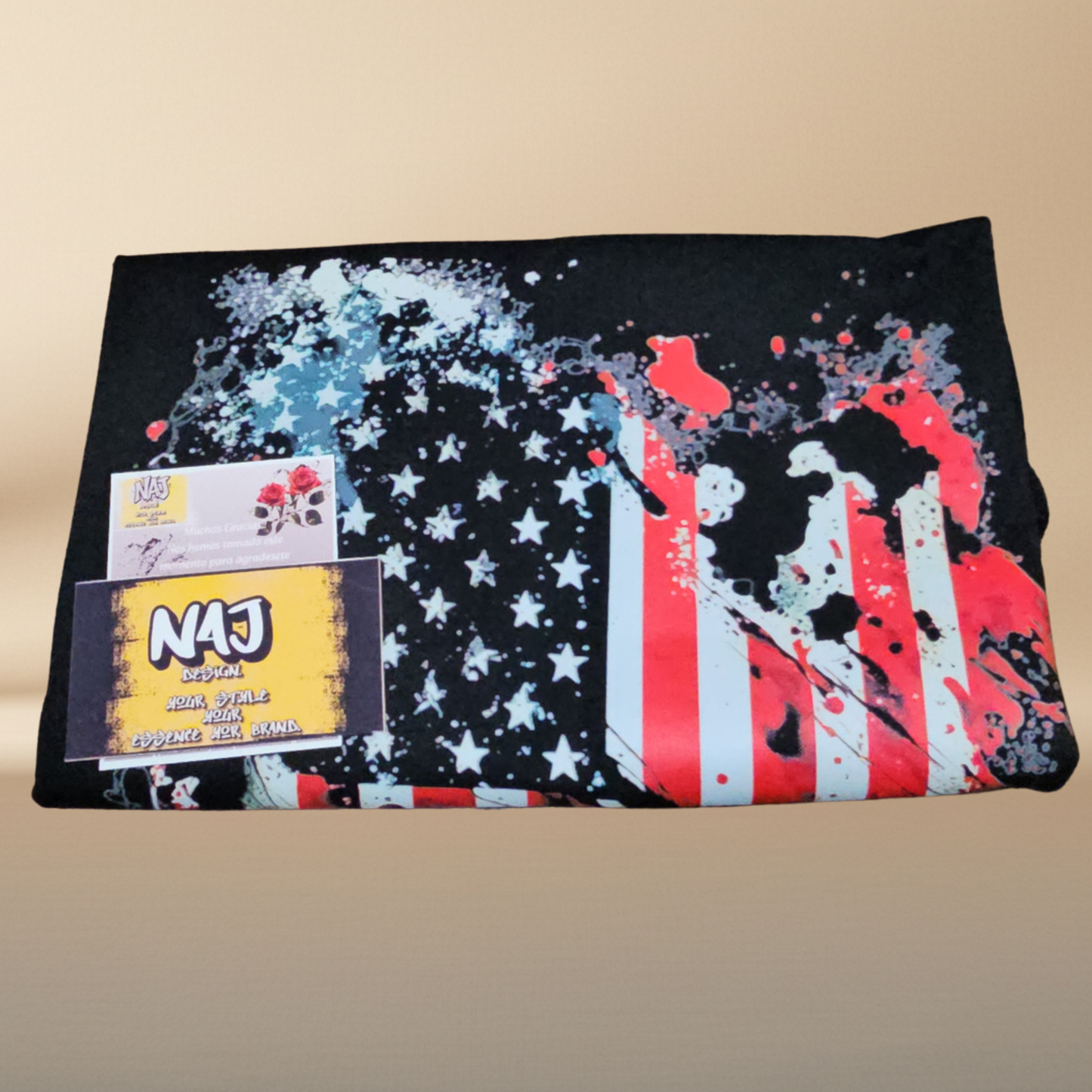 USA Flag Halftone T-Shirt — Black