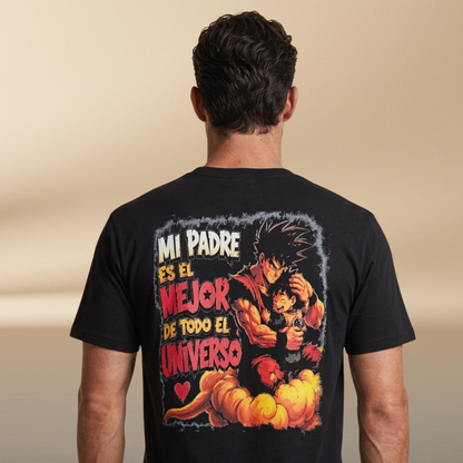 Goku Father's Day Halftone Black T-Shirt | 100% Cotton | Dad Gift