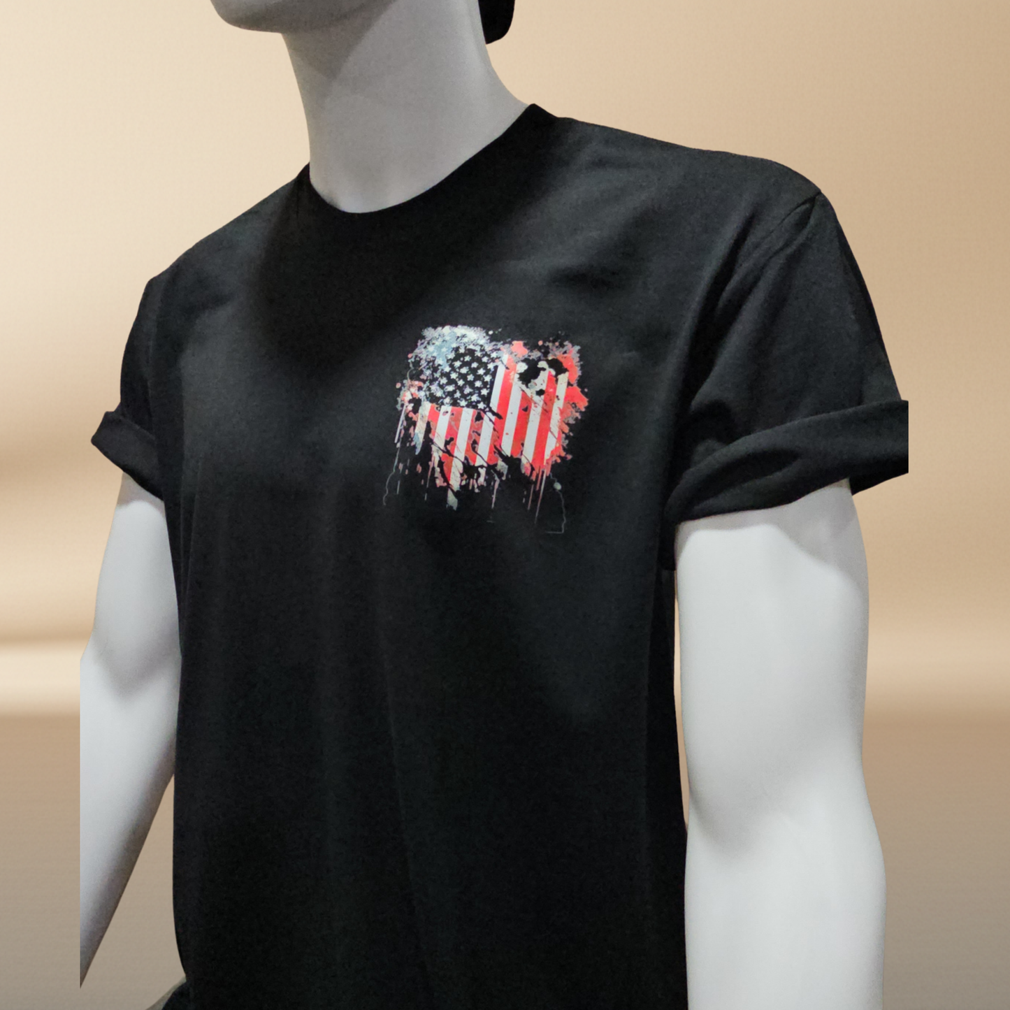 USA Flag Halftone T-Shirt — Black